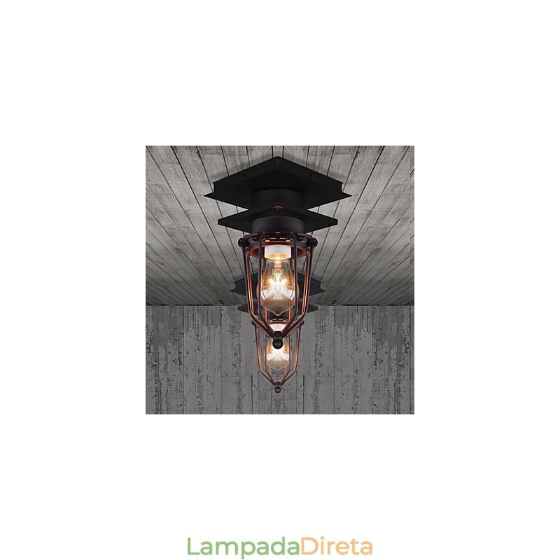Luminária de parede retrô forjada, lâmpada de teto de cabeça única, antiga, estilo loft, americana, ferro, vintage, gaiolas pequenas