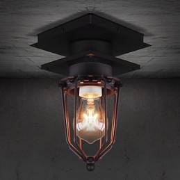 Luminária de parede retrô forjada, lâmpada de teto de cabeça única, antiga, estilo loft, americana, ferro, vintage, gaiolas pequenas