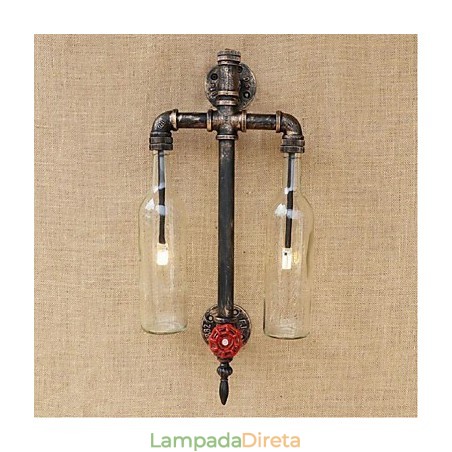 American Themed Restaurant Bar Ferro Com Interruptor Tubo De Água Garrafa De Vinho Luminária De Parede Transparente American Themed Restaurant Bar Ferro Com Interruptor Tubo De Água Garrafa De Vinho Luminária De Parede Transparente