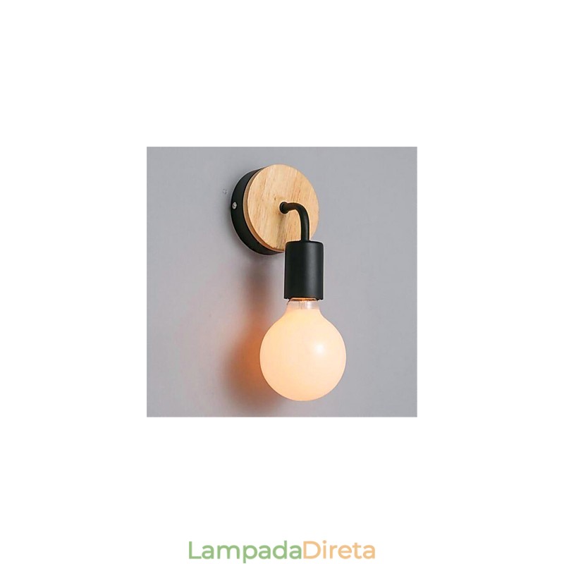 Luminária de parede de ferro moderna, minimalista, criativa, de madeira, para corredor, varanda, quarto, cabeceira