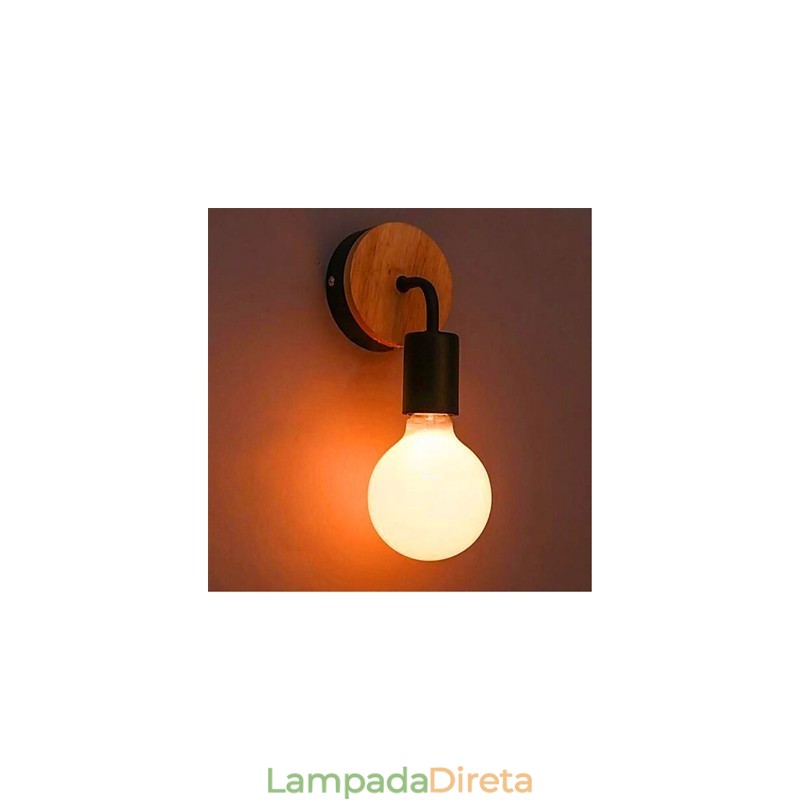 Luminária de parede de ferro moderna, minimalista, criativa, de madeira, para corredor, varanda, quarto, cabeceira