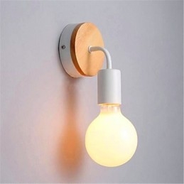 Luminária de parede de ferro moderna, minimalista, criativa, de madeira, para corredor, varanda, quarto, cabeceira