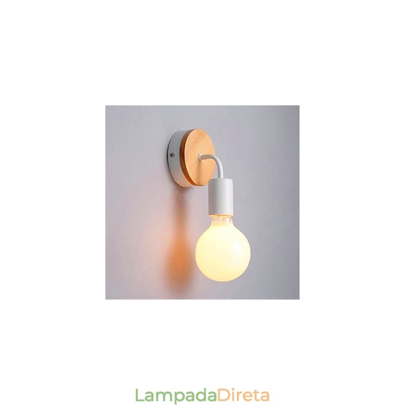 Luminária de parede de ferro moderna, minimalista, criativa, de madeira, para corredor, varanda, quarto, cabeceira