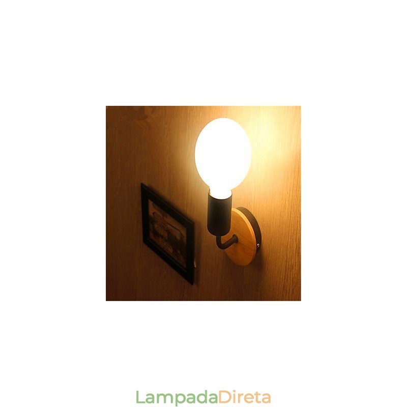 Luminária de parede de ferro moderna, minimalista, criativa, de madeira, para corredor, varanda, quarto, cabeceira
