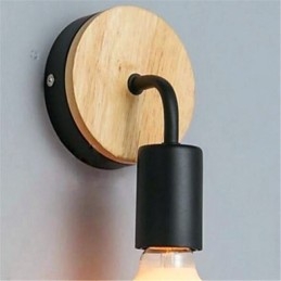 Luminária de parede de ferro moderna, minimalista, criativa, de madeira, para corredor, varanda, quarto, cabeceira