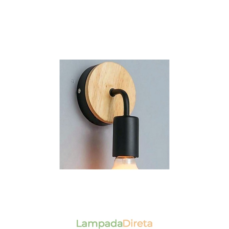 Luminária de parede de ferro moderna, minimalista, criativa, de madeira, para corredor, varanda, quarto, cabeceira