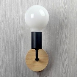 Luminária de parede de ferro moderna, minimalista, criativa, de madeira, para corredor, varanda, quarto, cabeceira