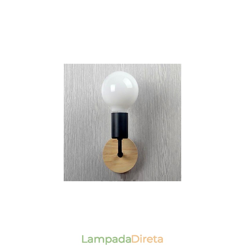 Luminária de parede de ferro moderna, minimalista, criativa, de madeira, para corredor, varanda, quarto, cabeceira