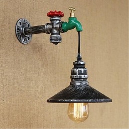 Pintura rústica de chalé para arandelas de parede com luz ambiente