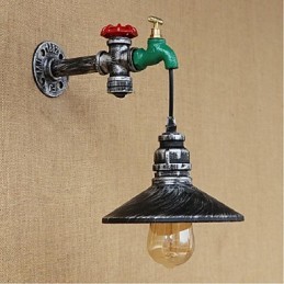 Pintura rústica de chalé para arandelas de parede com luz ambiente