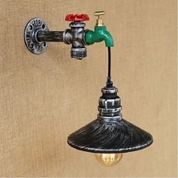 Pintura rústica de chalé para arandelas de parede com luz ambiente