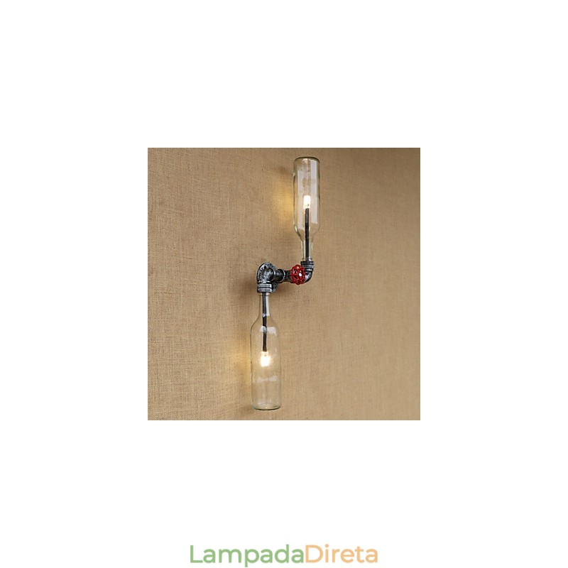 Luminária de parede rústica em latão para iluminação ambiente