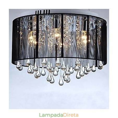 Lustre de cristal de teto suspenso preto de luxo Lustre de cristal de teto suspenso preto de luxo