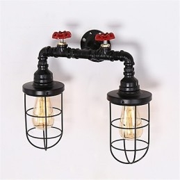 2 Cabeças Retro Industrial Tubo Luzes de Parede Loft Simples Preto Gaiola de Pássaro Metal Sala de Jantar Cozinha Bar Café Decoração iluminação