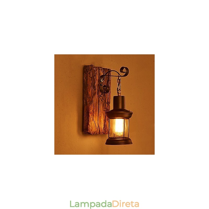 Luminária de parede de pintura de metal de madeira vintage retrô industrial de cabeça única para decoração de corredor de hotel em casa
