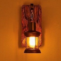 Luminária de parede de pintura de metal de madeira vintage retrô industrial de cabeça única para decoração de corredor de hotel em casa