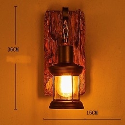 Luminária de parede de pintura de metal de madeira vintage retrô industrial de cabeça única para decoração de corredor de hotel em casa