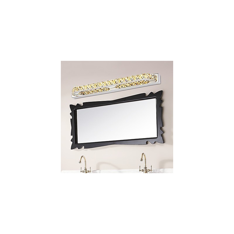 Lâmpada de espelho longa de alta qualidade, luzes de banheiro, metal e cristal, luz de parede
