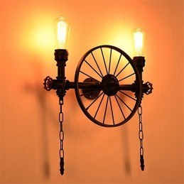 Luminárias de parede de tubo industrial vintage, luzes criativas, restaurante, café, bar, decoração, iluminação com 2 luzes, acabamento pintado