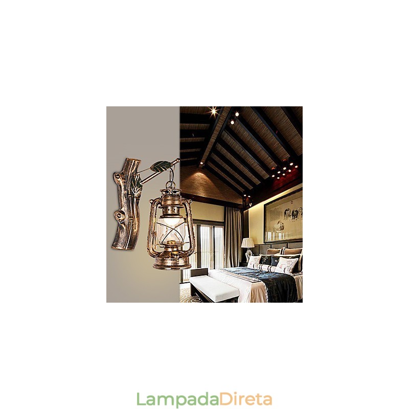 Pintura rústica de chalé para arandelas de parede estilo mini uplight, luminária de parede