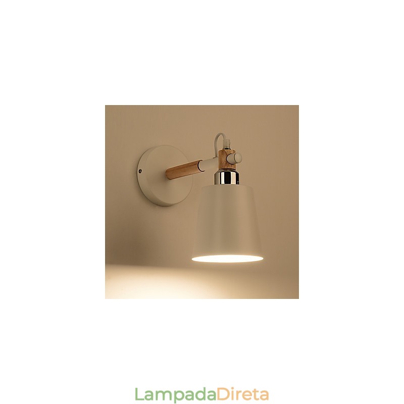 Luminária de parede vintage de madeira Art Déco Metal Metal Rústico Sala de estar Sala de jantar Corredor Luminária de parede Preto Branco Opcional