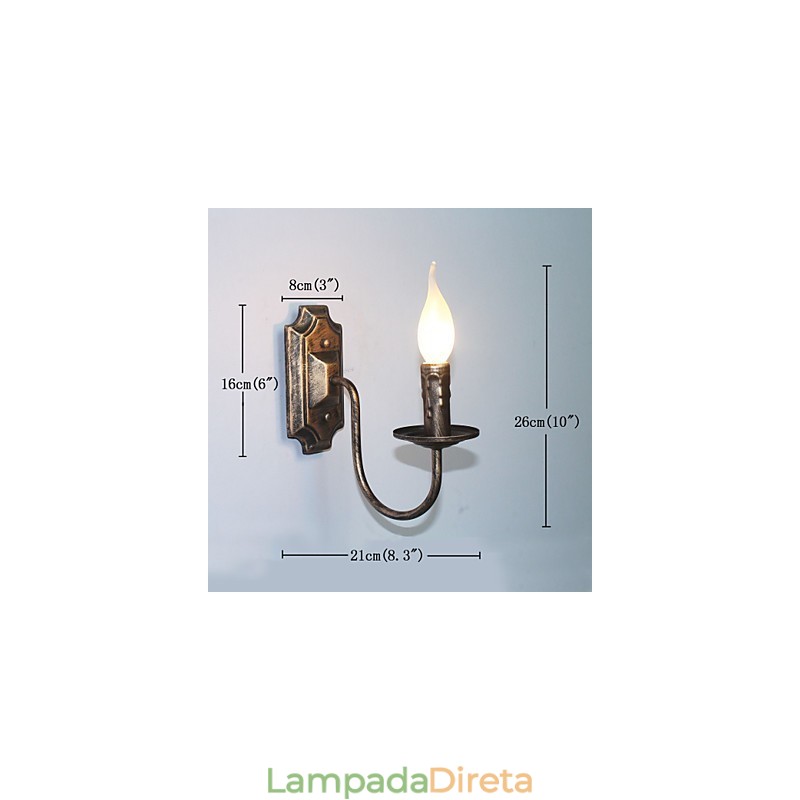 Luminária de parede antiga em forma de vela, luminária de varanda simples para corredor, luminária de parede