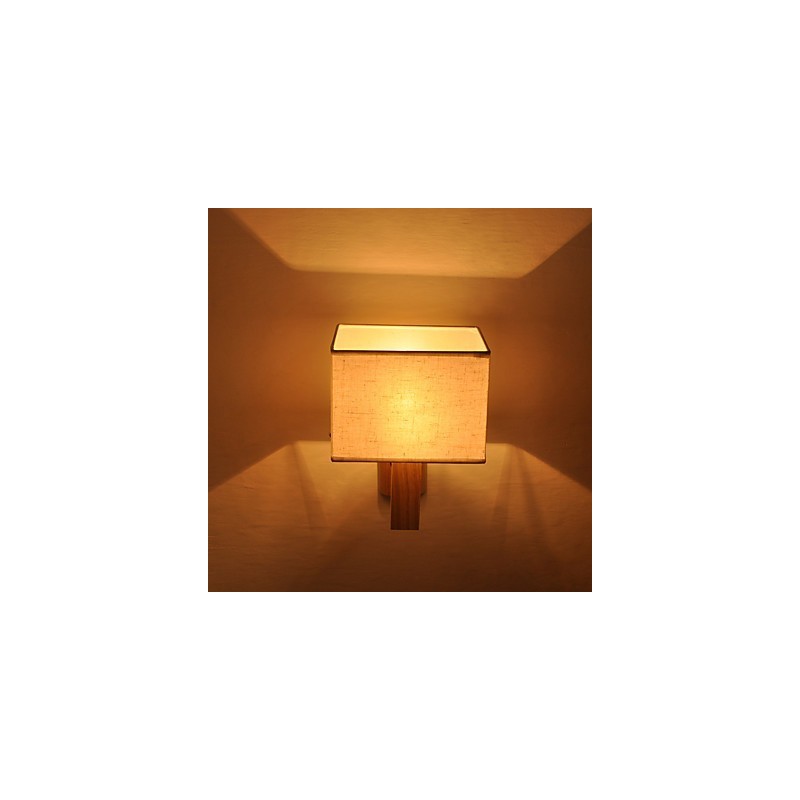 Luminária de parede simples, abajur de mesa de cabeceira com abajur de tecido e madeira maciça para quarto, cômoda, sala de estar, quarto de bebê