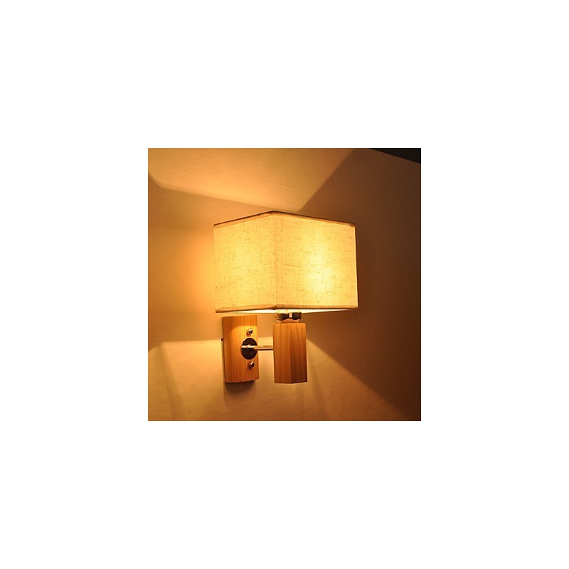 Luminária de parede simples, abajur de mesa de cabeceira com abajur de tecido e madeira maciça para quarto, cômoda, sala de estar, quarto de bebê