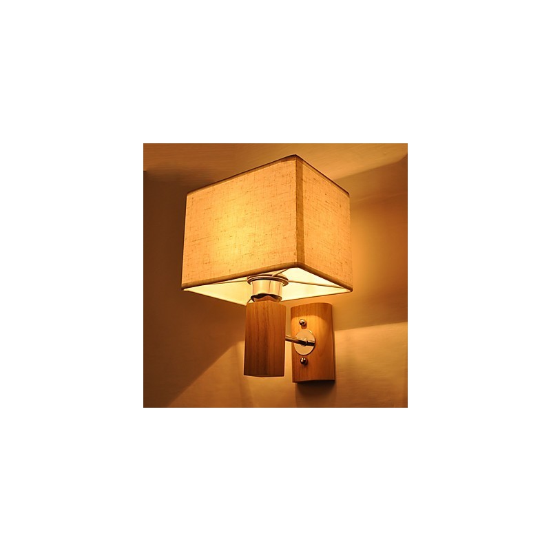 Luminária de parede simples, abajur de mesa de cabeceira com abajur de tecido e madeira maciça para quarto, cômoda, sala de estar, quarto de bebê