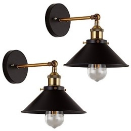 2 peças de arandelas de parede de metal, luminária de parede industrial, lâmpada vintage Edison Simplicity para iluminação de bar, café, clube