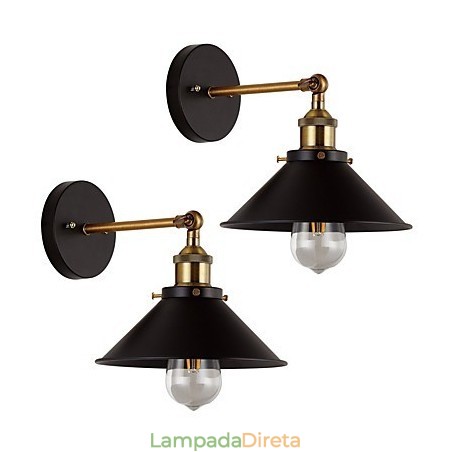 2 peças de arandelas de parede de metal, luminária de parede industrial, lâmpada vintage Edison Simplicity para iluminação de bar, café, clube 2 peças de arandelas de parede de metal, luminária de parede industrial, lâmpada vintage Edison Simplicity para iluminação de bar, café, clube