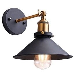 2 peças de arandelas de parede de metal, luminária de parede industrial, lâmpada vintage Edison Simplicity para iluminação de bar, café, clube