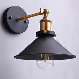 2 peças de arandelas de parede de metal, luminária de parede industrial, lâmpada vintage Edison Simplicity para iluminação de bar, café, clube