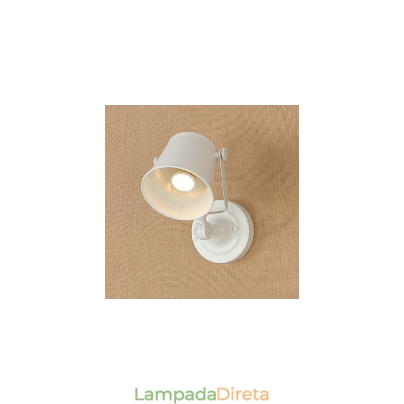 Luminária de parede de aço pintado, decoração de café americano preto e branco, luminária de parede retrô, lâmpada de sabre de luz na parede