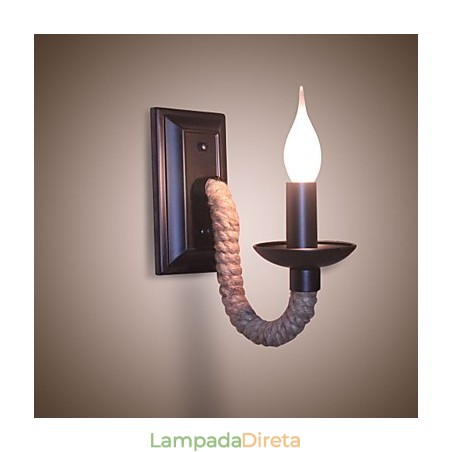 Luminária de parede retrô de corda de cânhamo personalidade criativa barra de ferro lâmpada de vela Luminária de parede retrô de corda de cânhamo personalidade criativa barra de ferro lâmpada de vela