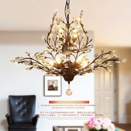 Vintage Crystal Flush Mount 8 Luzes Metal Pintura Preto OU Dourado