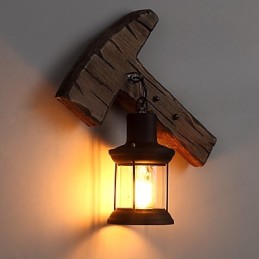 Luminária de parede de pintura de metal de madeira vintage retrô industrial de cabeça única para decoração de corredor de hotel em casa