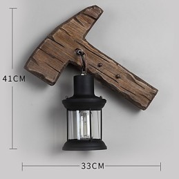 Luminária de parede de pintura de metal de madeira vintage retrô industrial de cabeça única para decoração de corredor de hotel em casa