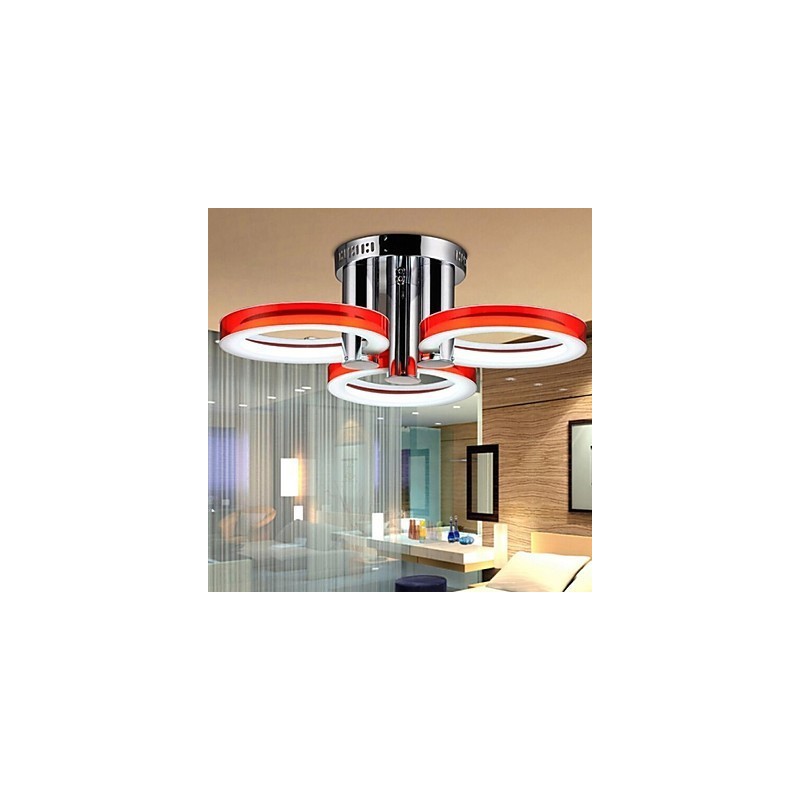 Lustre moderno contemporâneo de metal cromado com montagem embutida