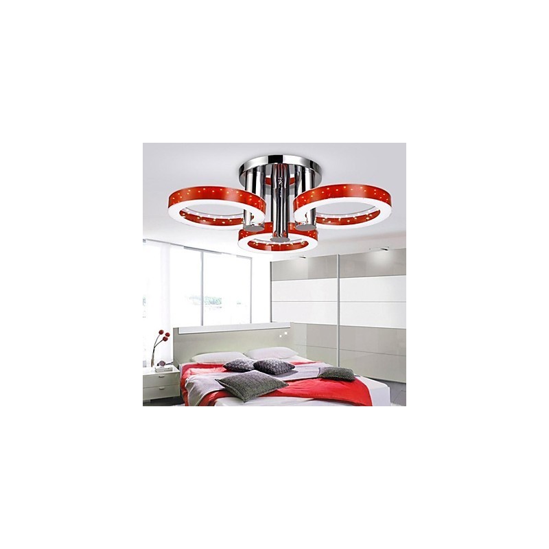 Lustre moderno contemporâneo de metal cromado com montagem embutida