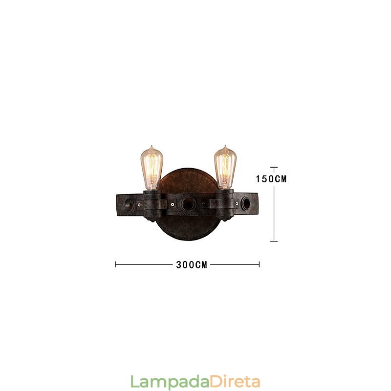 Luminária de parede de metal com personalidade criativa industrial vintage estilo loft para decoração de parede de sala de café, bar, foyer