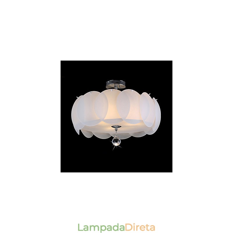 Lustre de vidro com 3 luzes, moderno, pendente, família