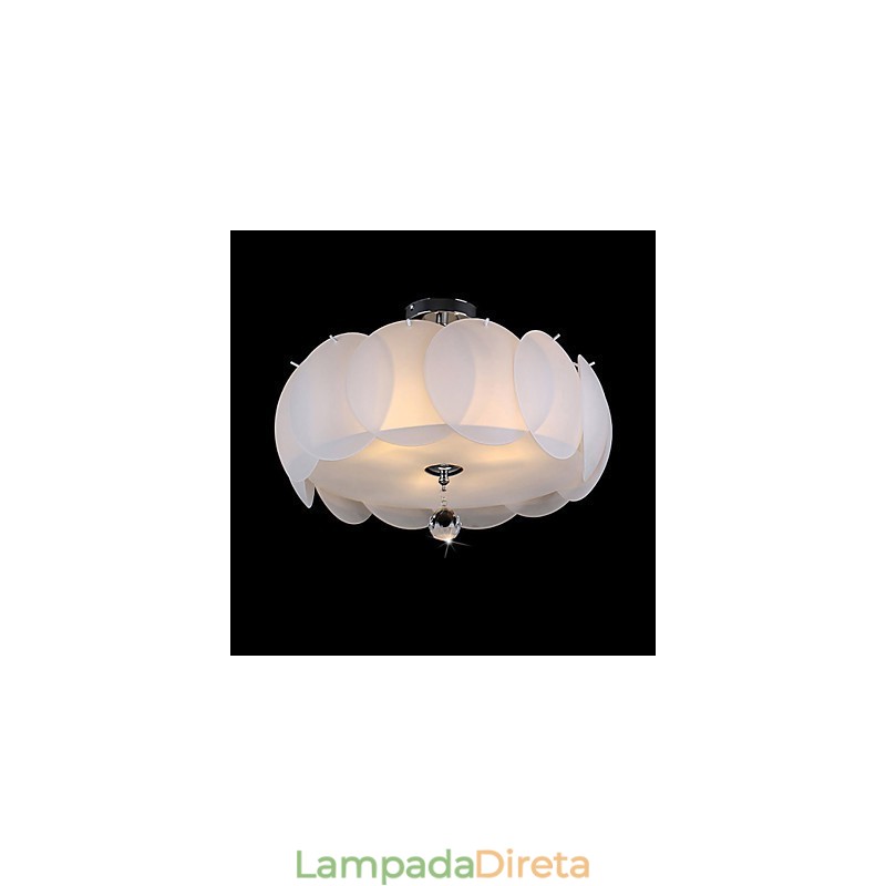 Lustre de vidro com 3 luzes, moderno, pendente, família