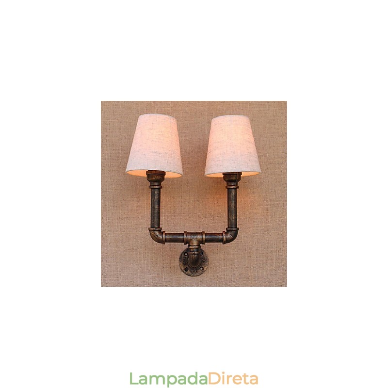 Luminária de parede rústica em latão para iluminação ambiente