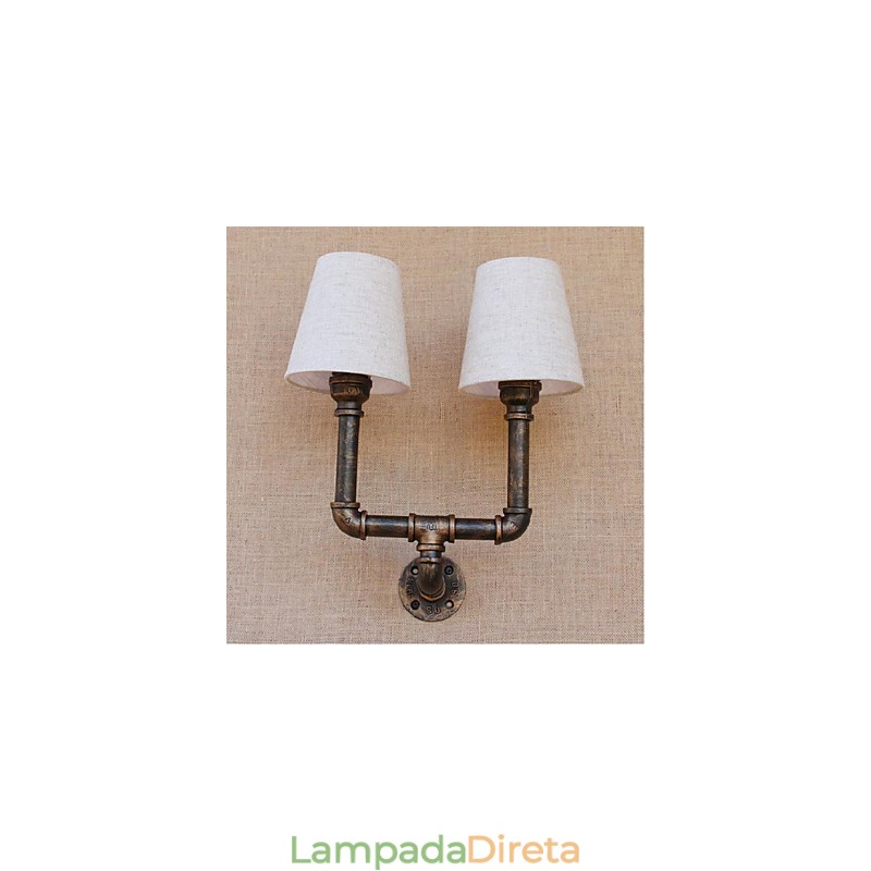 Luminária de parede rústica em latão para iluminação ambiente