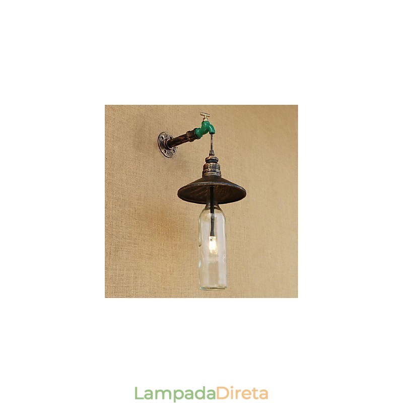 Edison Retro Decorativo Tubo de Água Garrafa de Vinho Luminária de Parede Luz de Parede