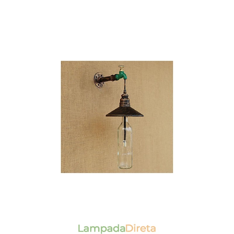 Edison Retro Decorativo Tubo de Água Garrafa de Vinho Luminária de Parede Luz de Parede