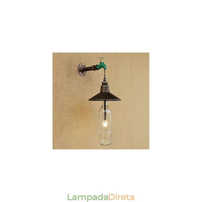 Edison Retro Decorativo Tubo de Água Garrafa de Vinho Luminária de Parede Luz de Parede