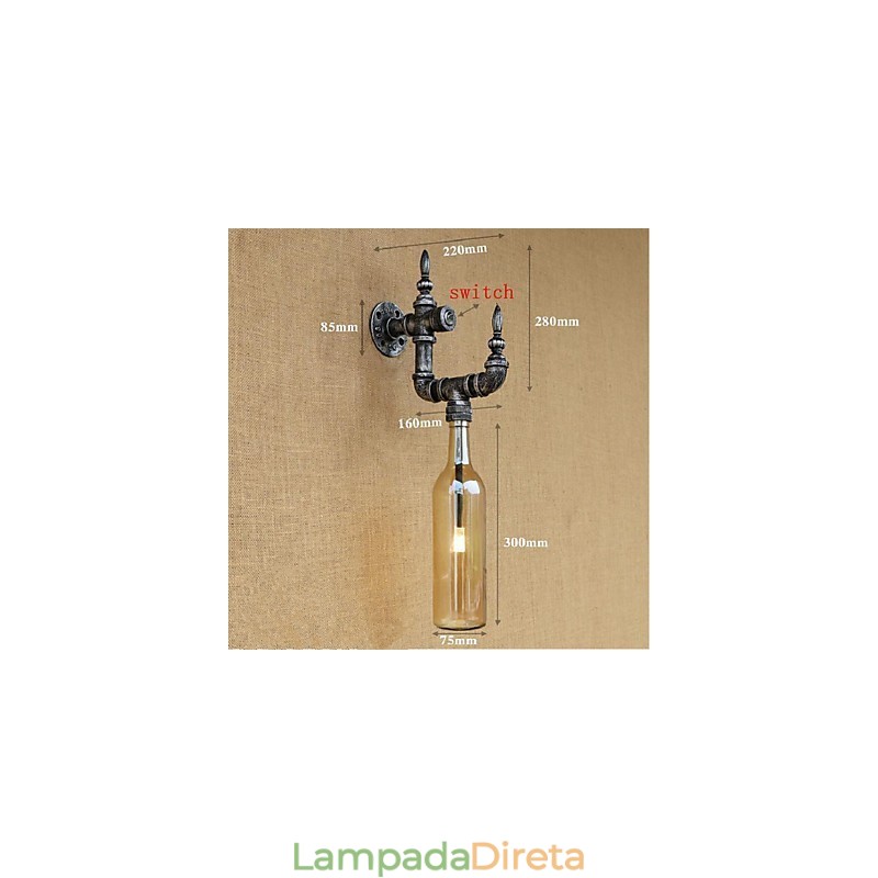 Luminária de parede rústica Lodge Silver Feature para luz ambiente