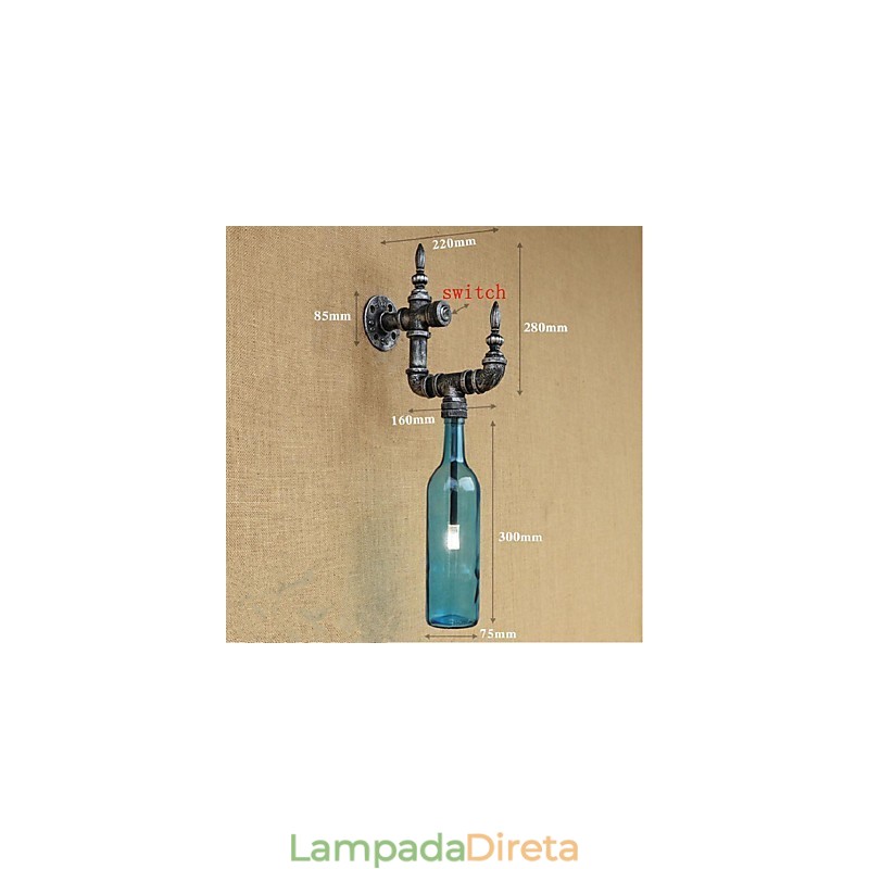 Luminária de parede rústica Lodge Silver Feature para luz ambiente